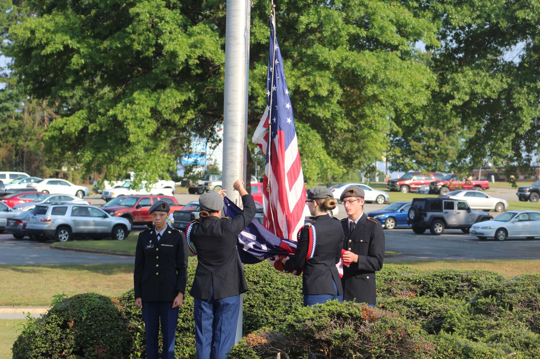 preparing to raise Freedom flag
